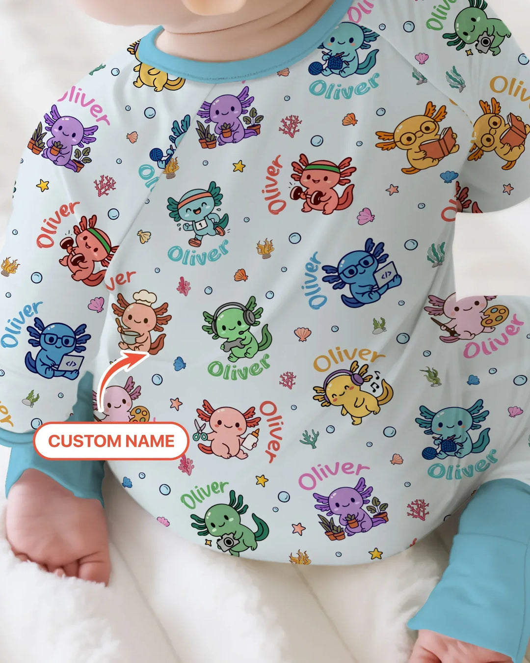 Custom Name Cute Hobby Axolotl Convertible Zippy