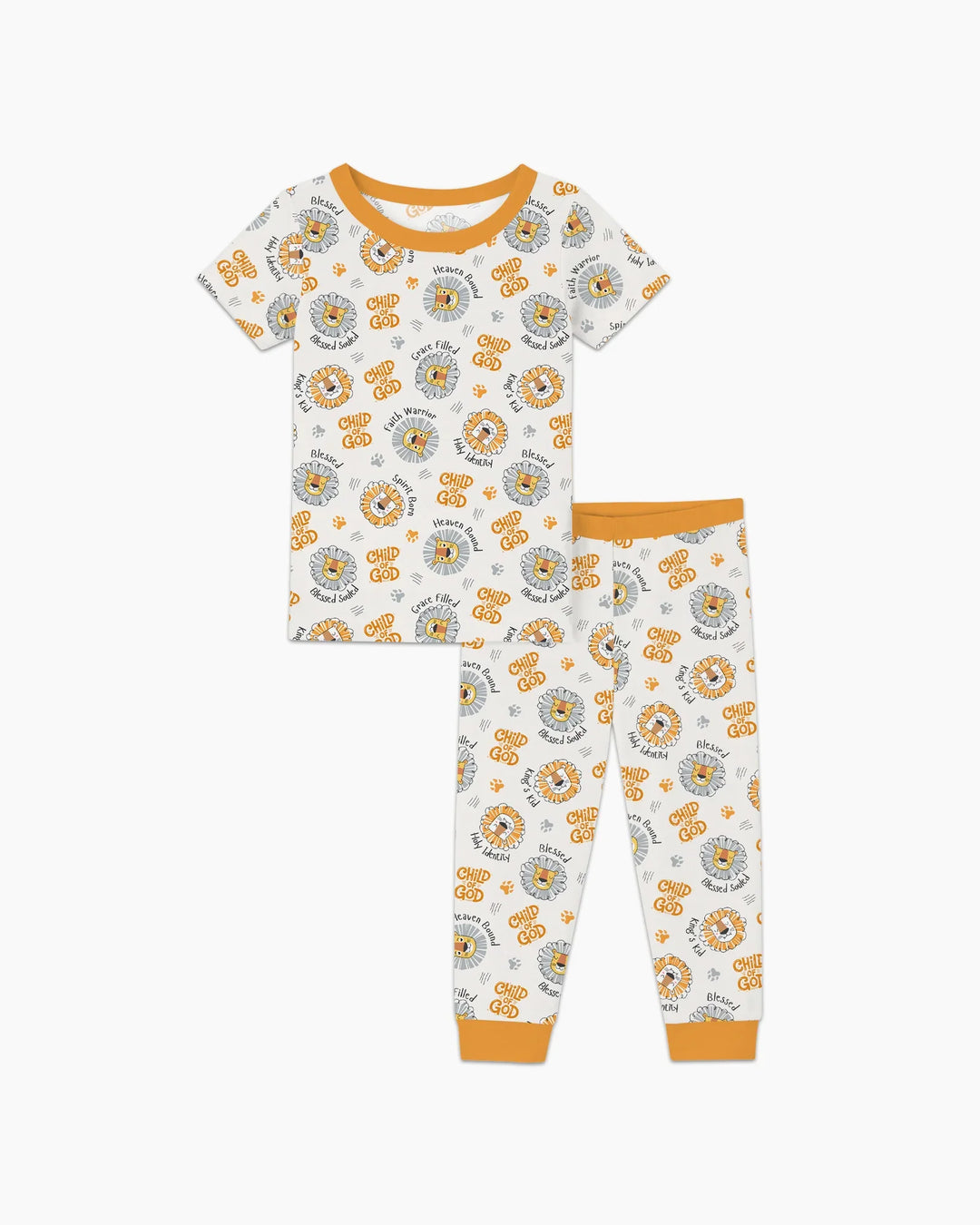 Pijama de dos piezas de manga corta de bambú para niño A Child Of God
