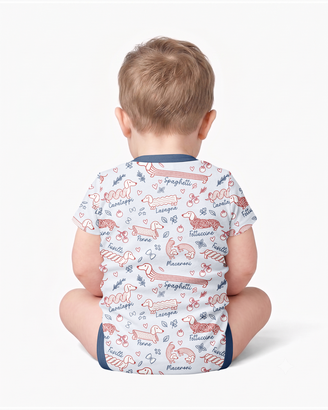 Funny Dachshund Pasta Pups Bamboo Bodysuit
