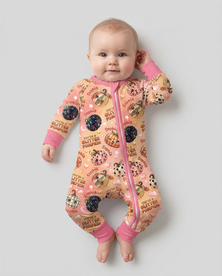 Custom Name You're A Glitter Pumpkin Bamboo Convertible Zippy