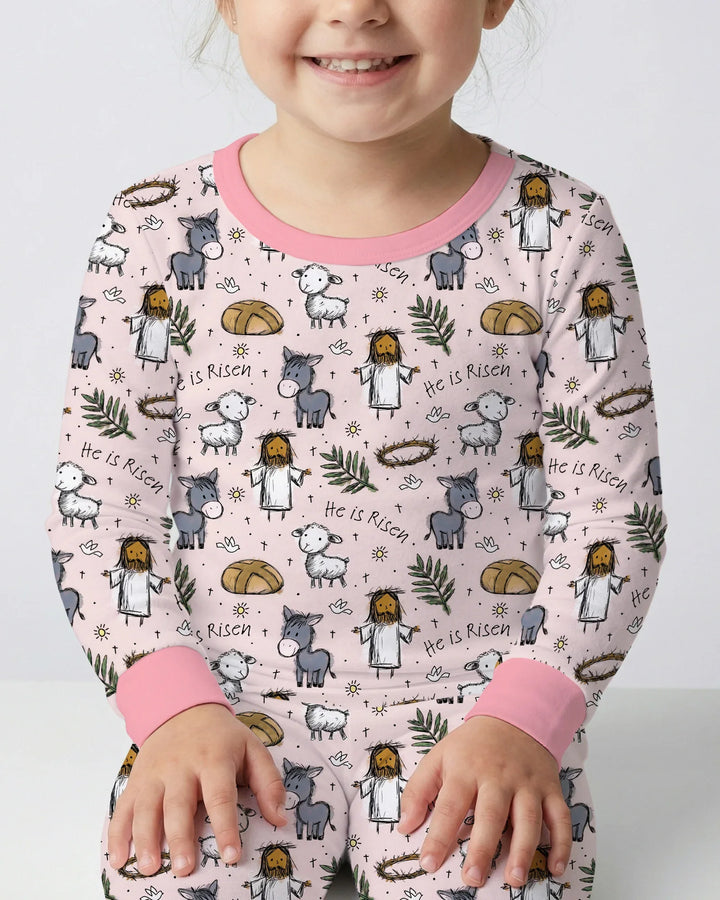 He Is Risen Easter Family Matching Two Piece Long Sleeve Pajama Set