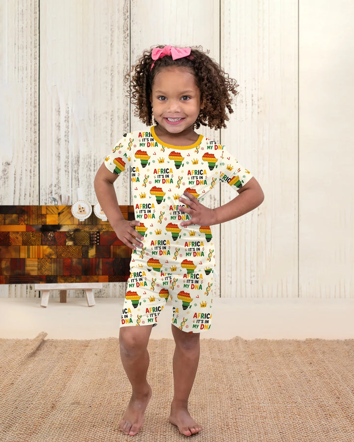 Africa It's In My DNA Bamboo Two Piece Short Sleeve Shorts Pajama Set