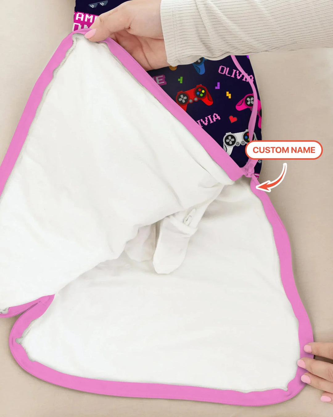 Custom Name Game On Family Matching Bamboo Sleep Bag