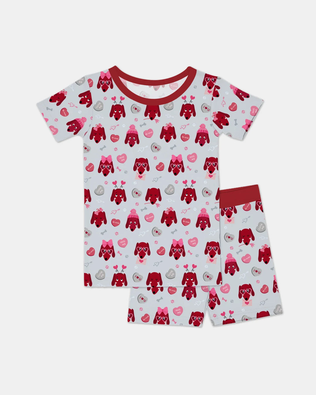 Dachshund Is My Valentine Two Piece Short Sleeve Shorts Pajama Set