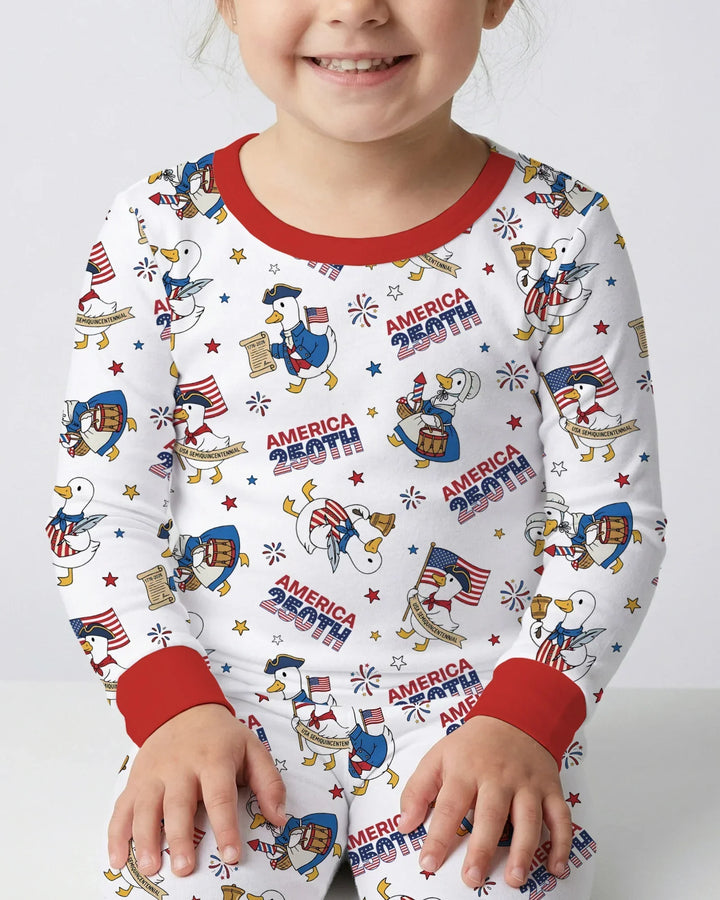 Patriotic Goose Celebrating 250 Years Two Piece Long Sleeve Pajama Set