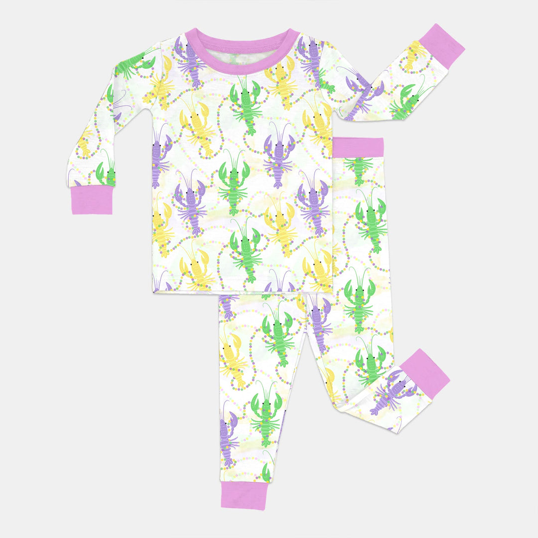 Mardi Gras Crawfish Family Matching Two Piece Long Sleeve Pajama Set