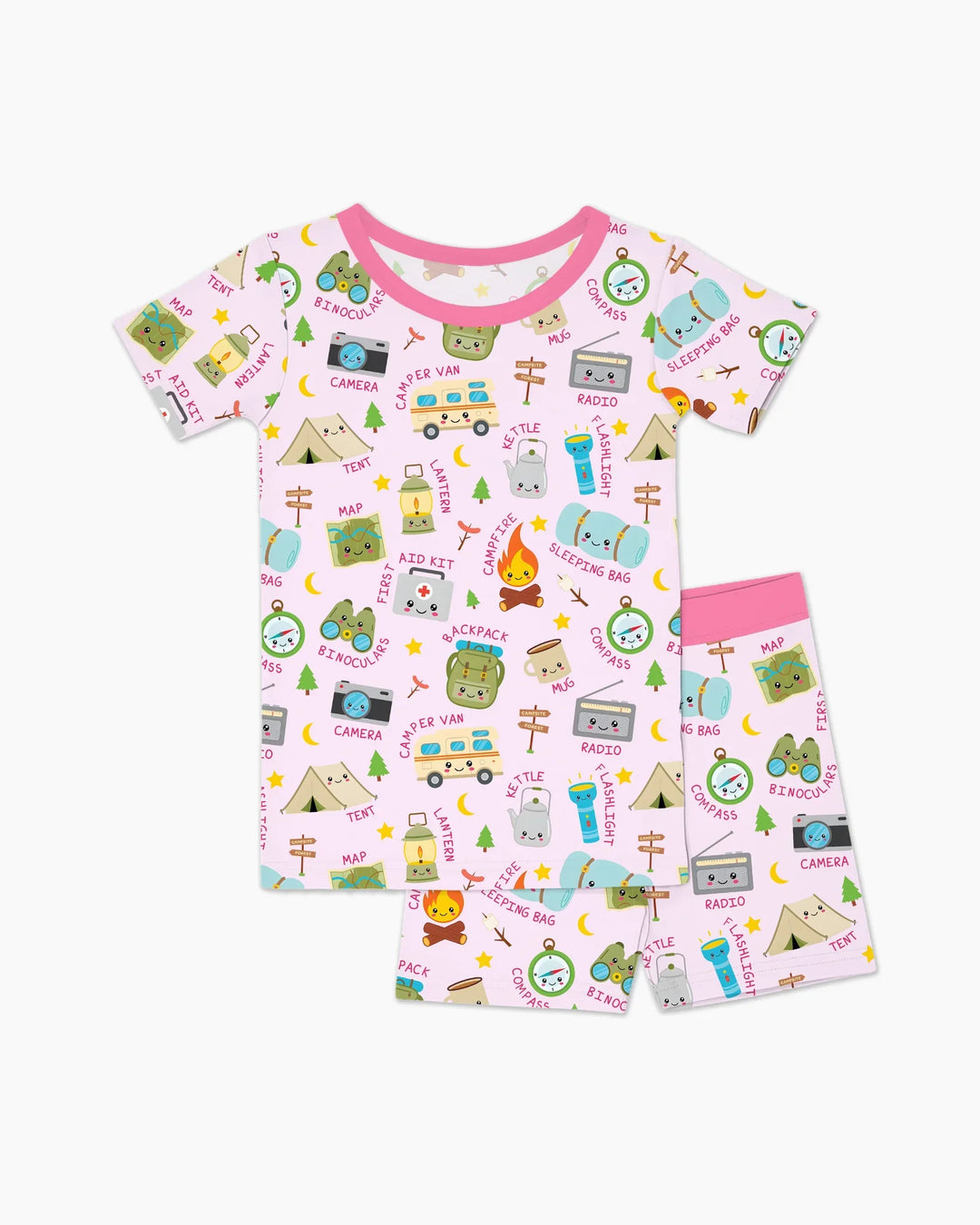 Little Camp Adventure Family Matching Two Piece Short Sleeve Shorts Pajama Set