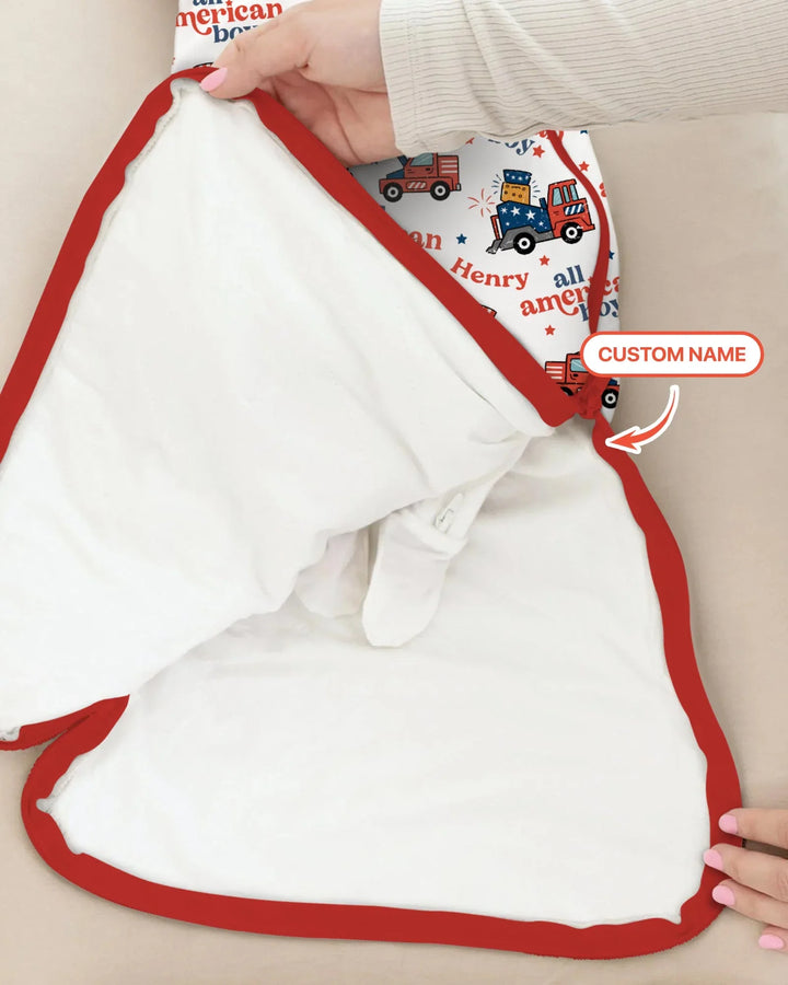 Custom Name All-American Boy Bamboo Sleep Bag