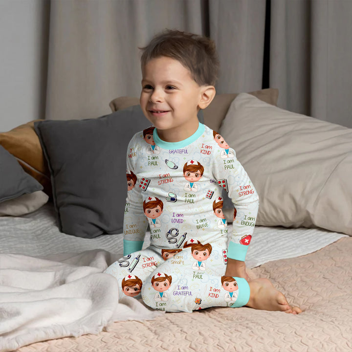 Personalized Dream Jobs Two Piece Long Sleeve Pajama Set - Doctor