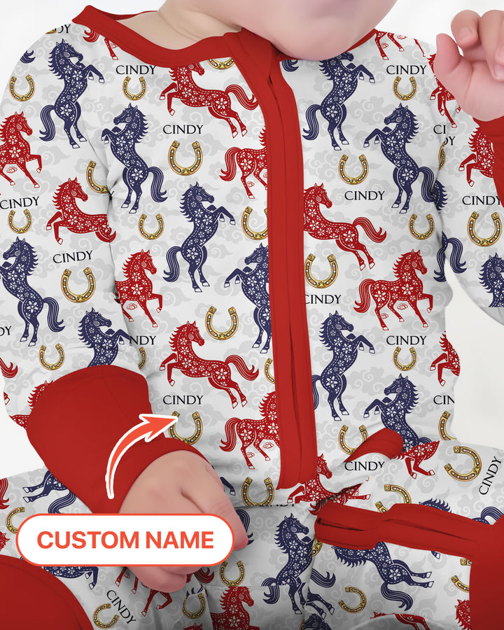 Custom Name Chinoiserie Horses Convertible Zippy