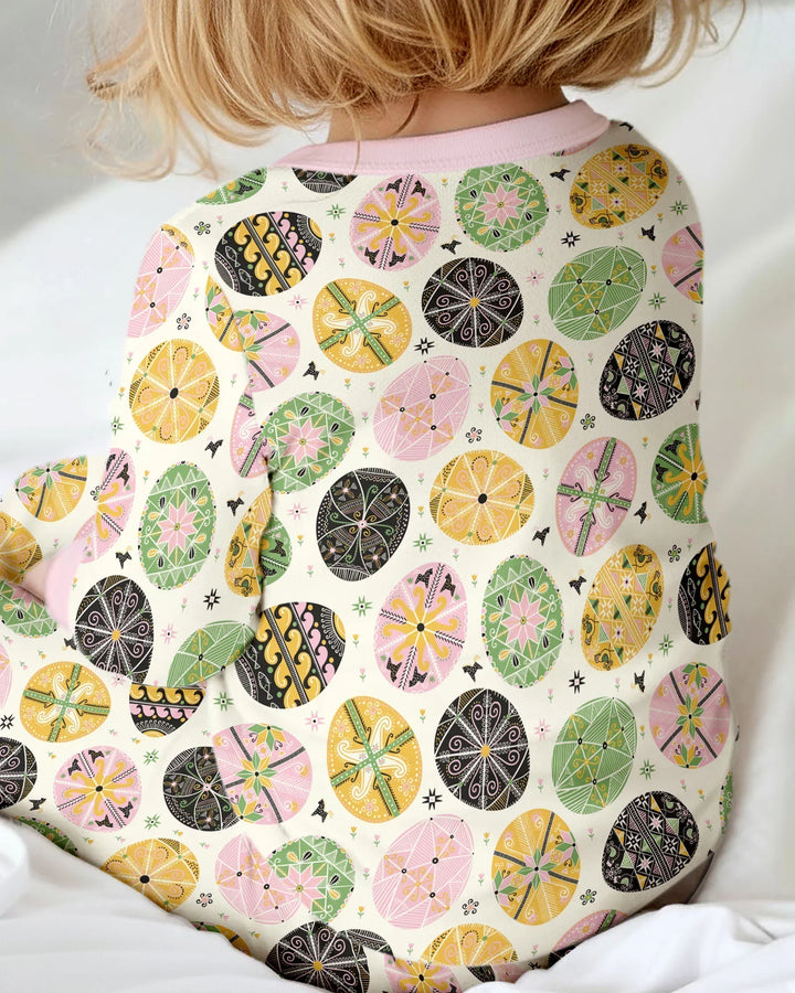 Pysanky Eggs Family Matching Two Piece Long Sleeve Pajama Set