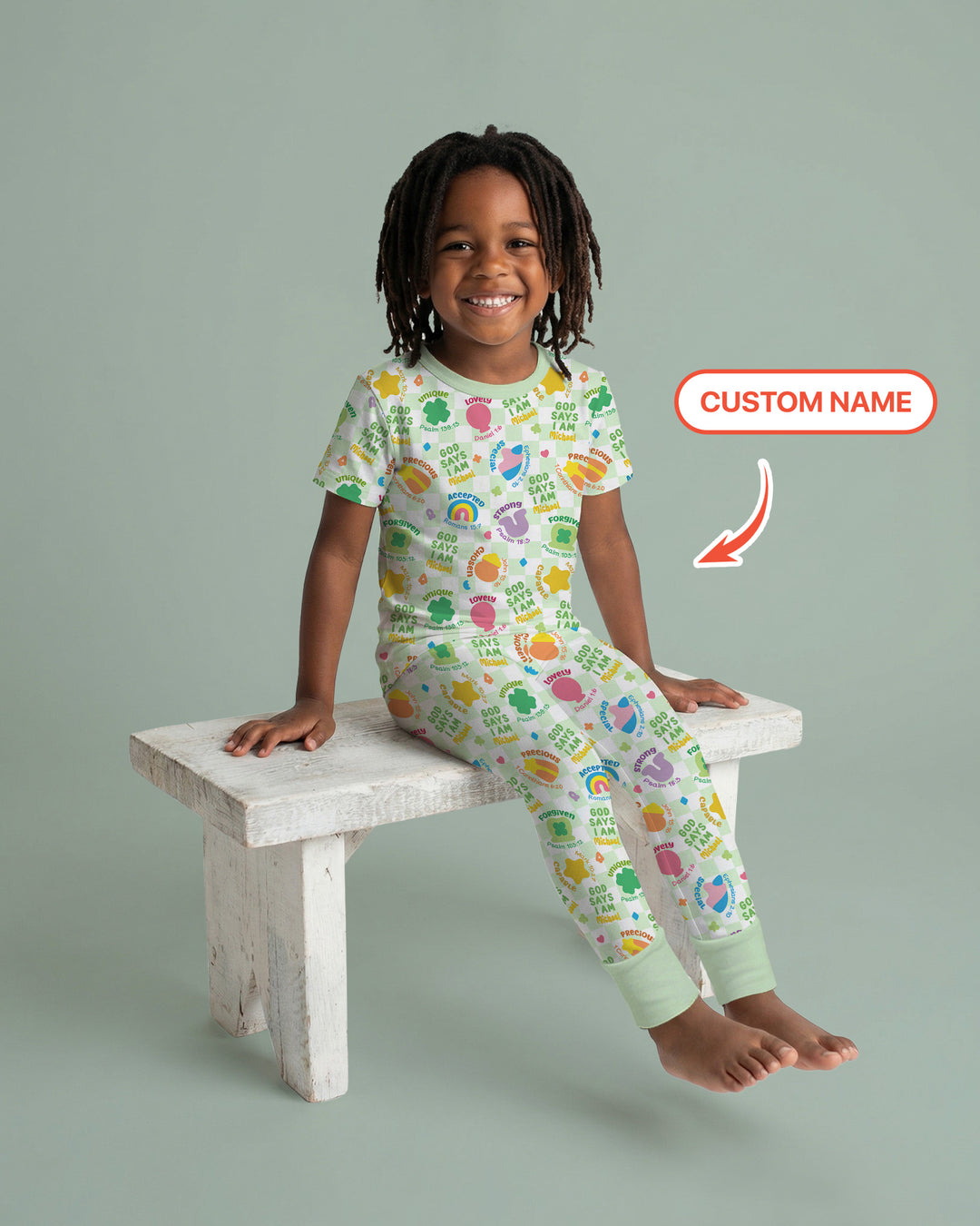 God Says I Am St. Patrick’s Day Custom Name Family Matching Two Piece Short Sleeve Pajama Set