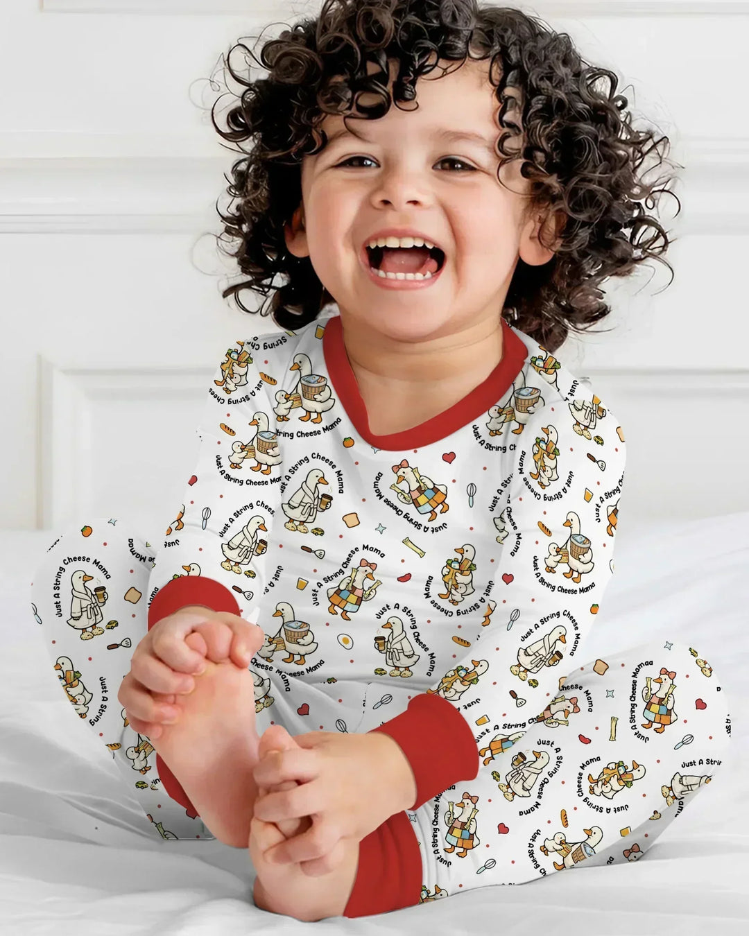 Just A String Cheese Mama Era Mommy & Me Bamboo Two Piece Long Sleeve Pajama Set