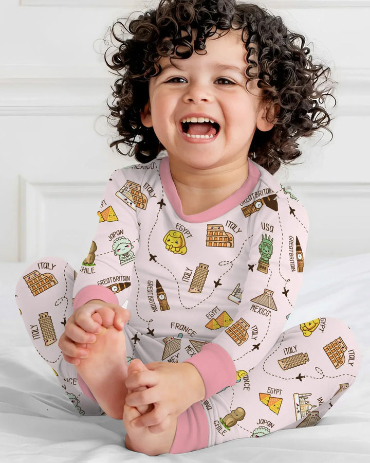 Kawaii World Tour Two Piece Long Sleeve Pajama Set