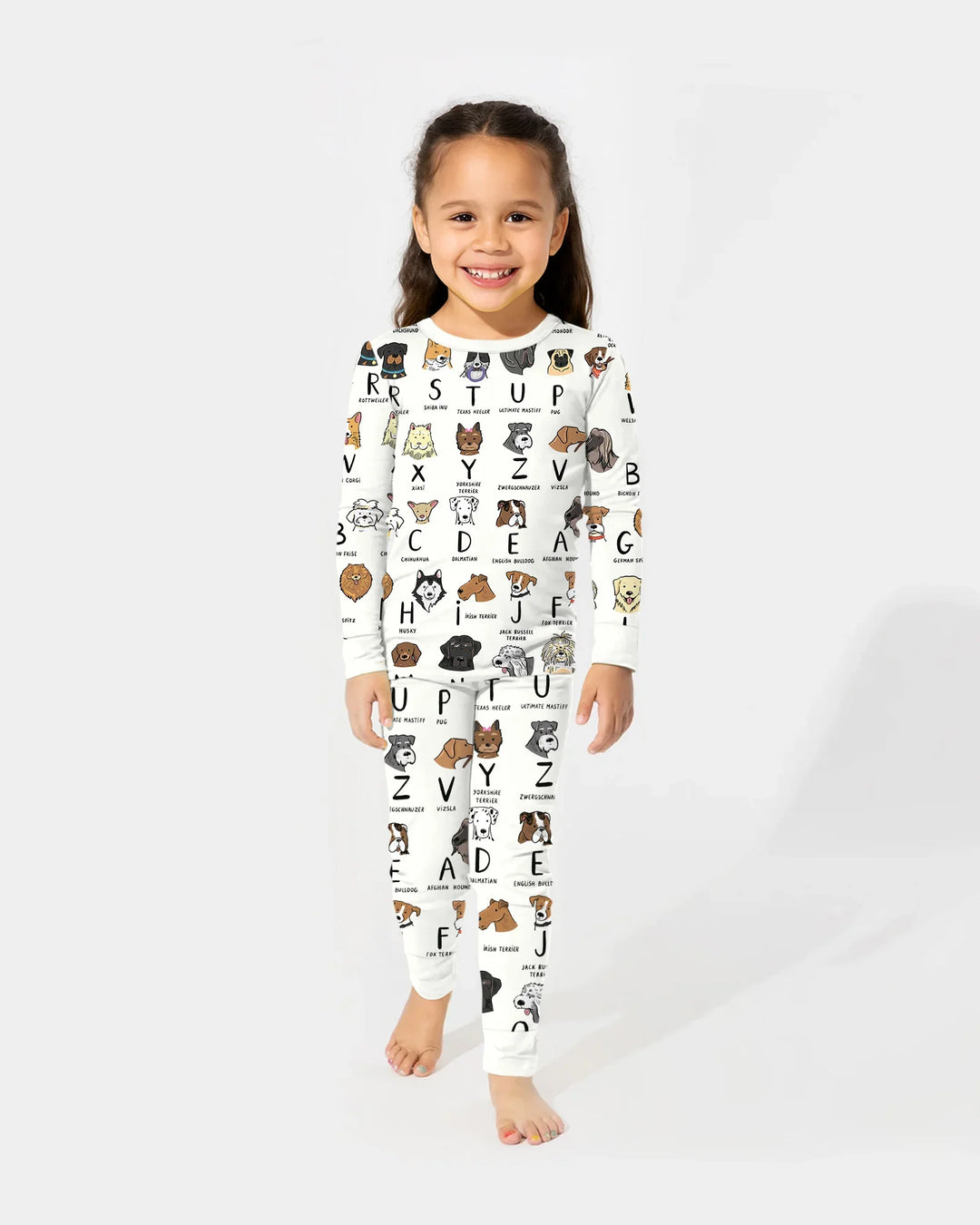 Funny Dogs Alphabet Two Piece Long Sleeve Pajama Set