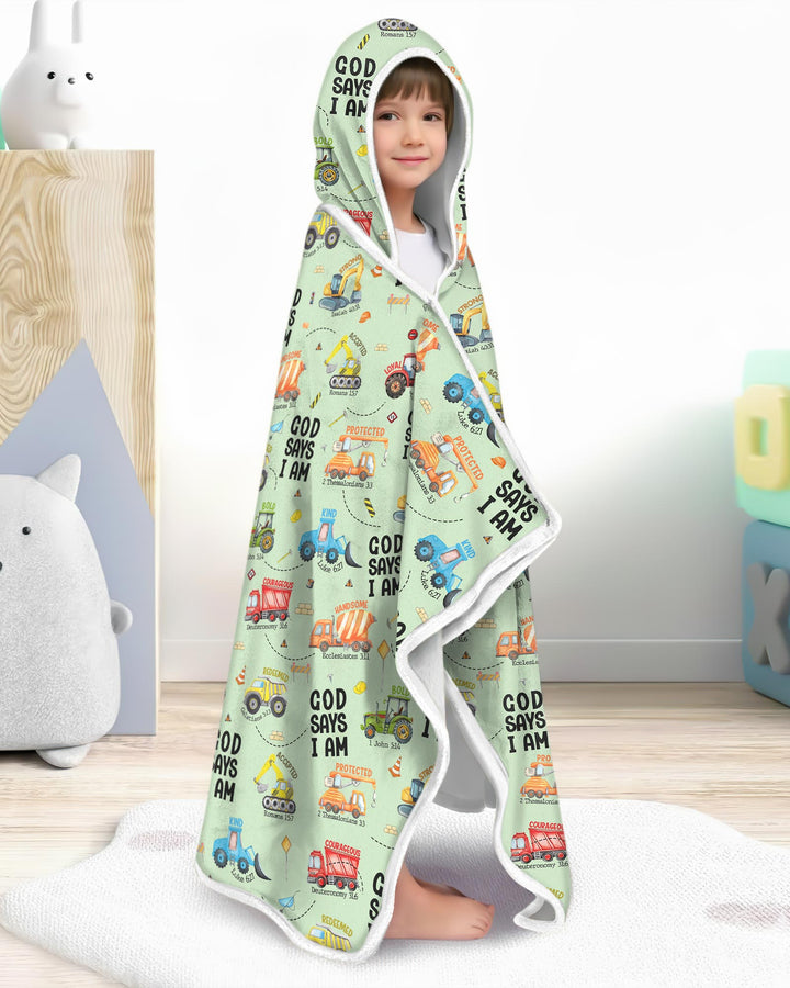 God Says I Am Boy Wearable Hooded Blanket