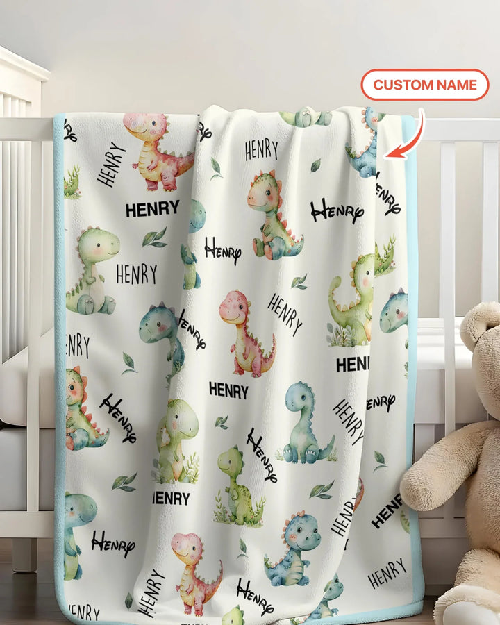 Dinosaur Custom Name Blanket