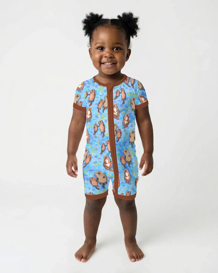 Pijama de bambú Otterly Together con cremallera corta