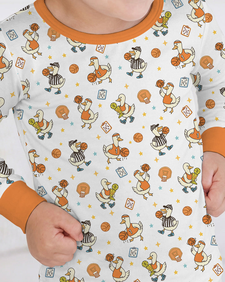 Silly Goose Playing Basketball Bamboo Two Piece Long Sleeve Pajama Set
