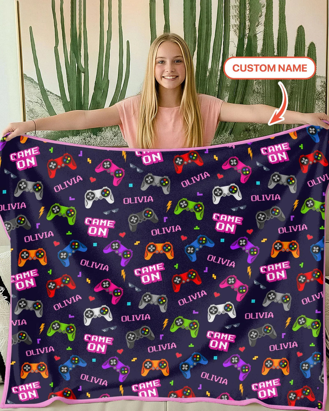 Custom Name Game On Family Matching Bamboo Blanket
