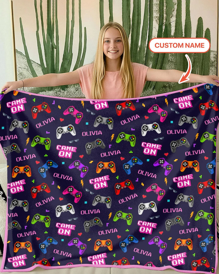 Custom Name Game On Family Matching Bamboo Blanket