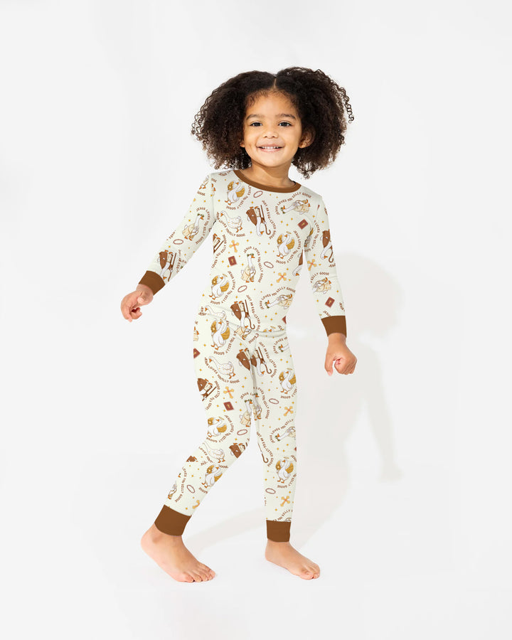 Zweiteiliges Langarm-Pyjama-Set mit Sommerfrüchten