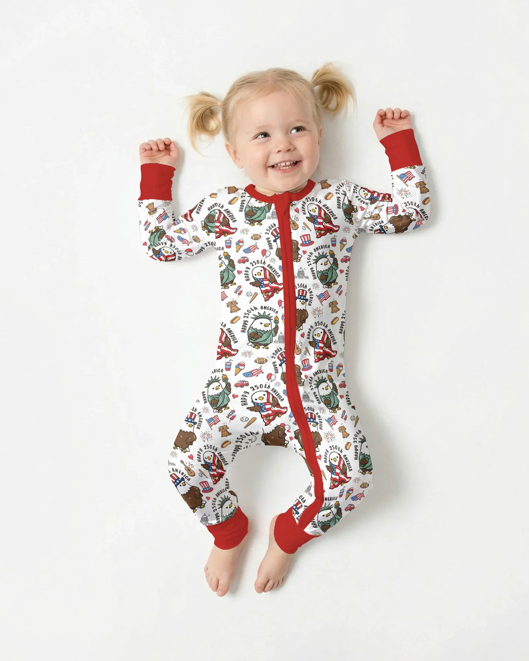 Happy 250th America Cute Patriotic Eagles Family Matching Bamboo Convertible Zippy