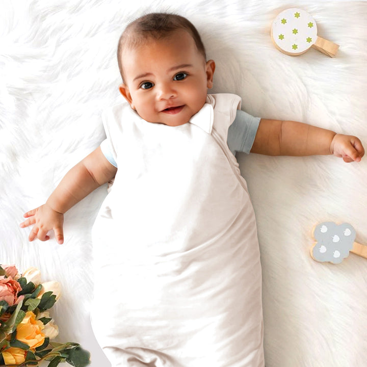 Weißer Baby Schlafsack Bambus - rein und atmungsaktiv