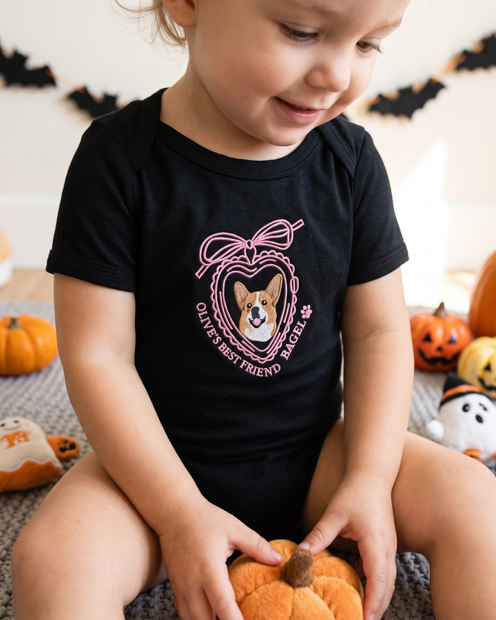 Custom Pet Face Embroidered Bamboo Bodysuit
