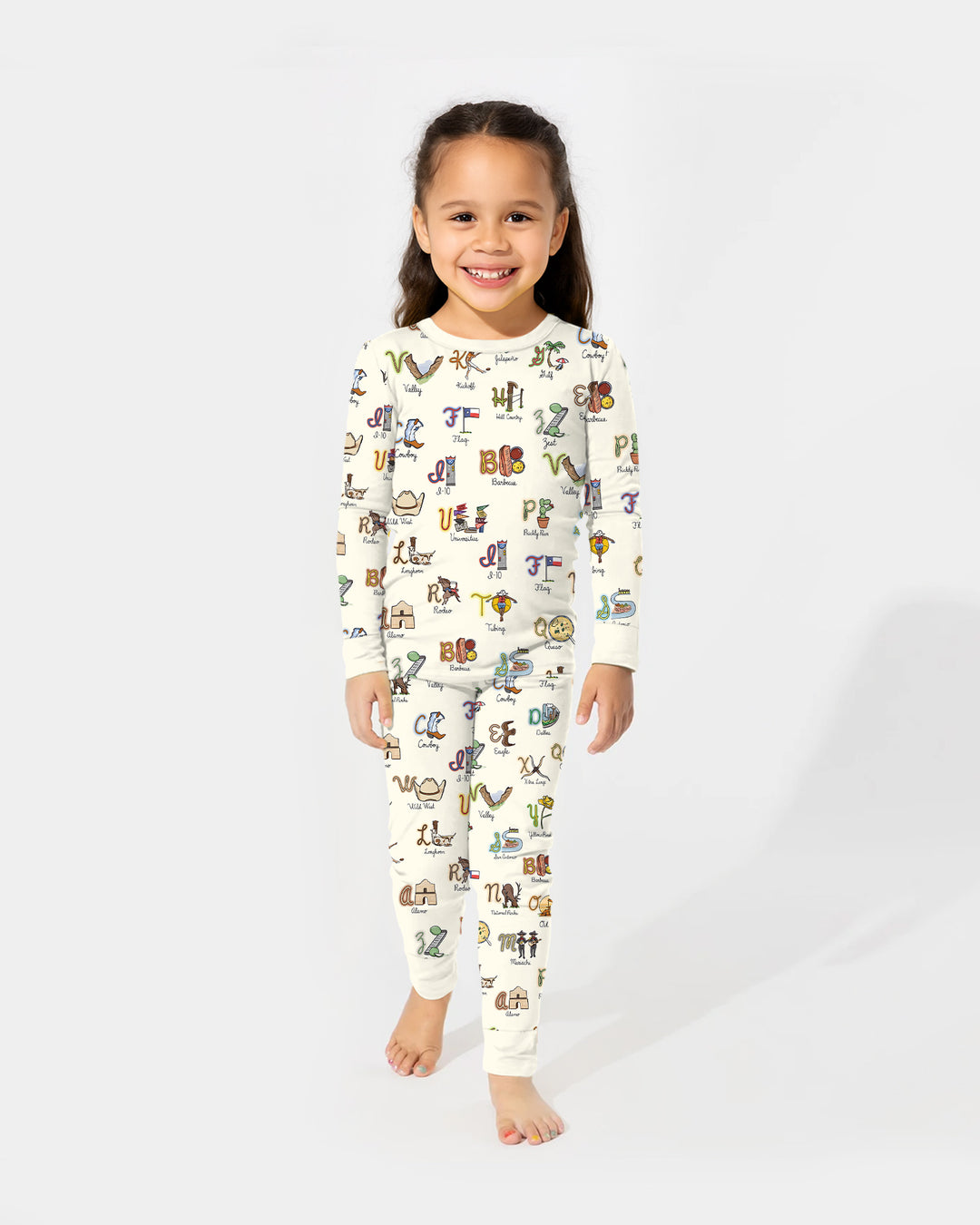 Texas Alphabet Bamboo Two Piece Long Sleeve Pajama Set