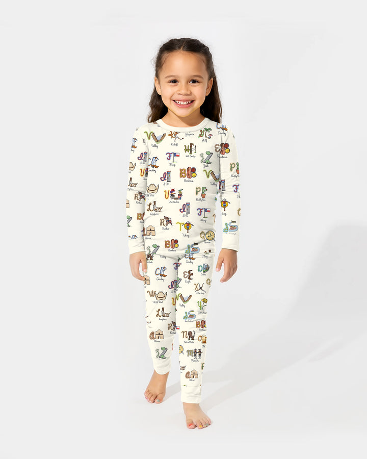 Texas Alphabet Bamboo Two Piece Long Sleeve Pajama Set