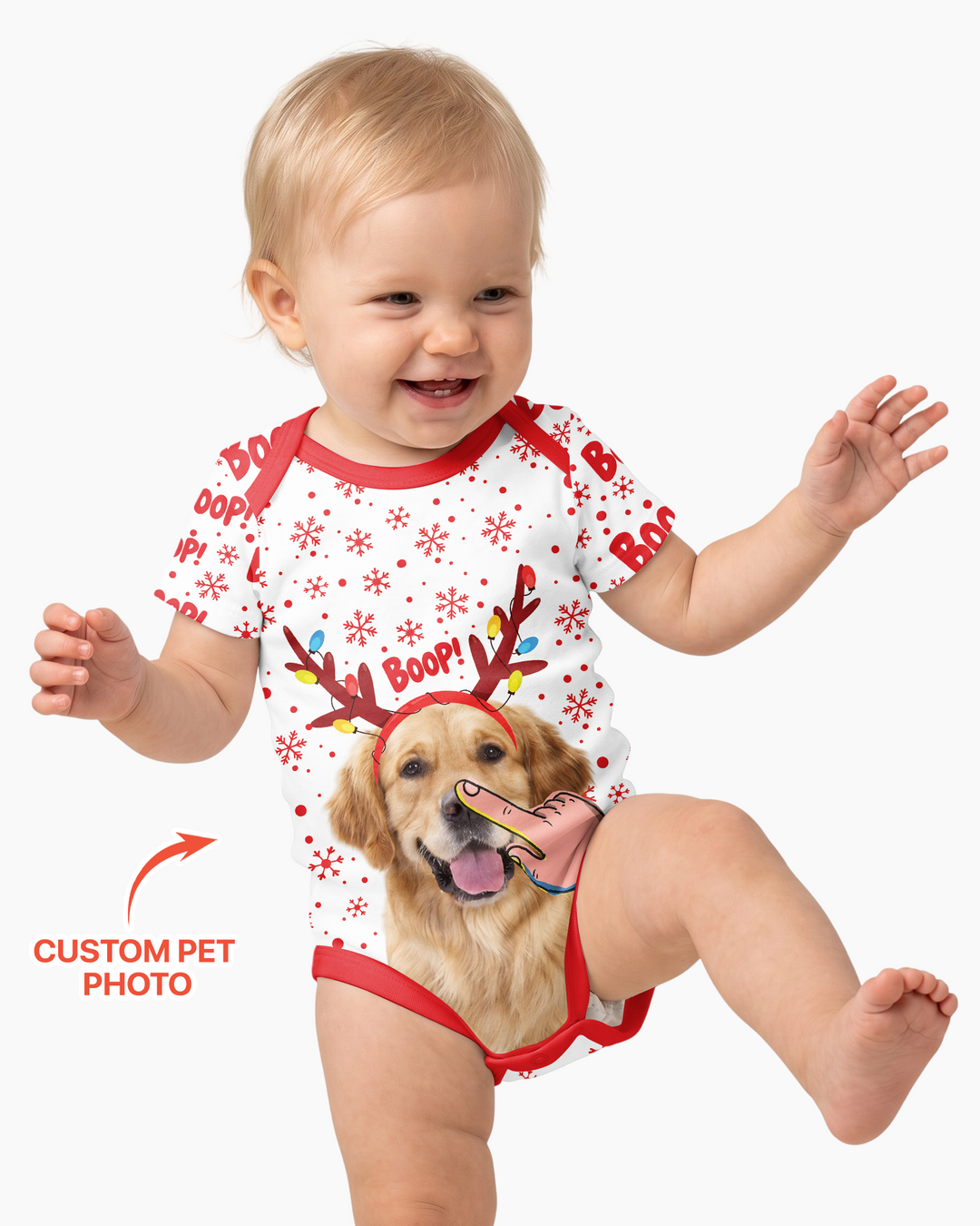 Custom Pet Photo Funny Christmas Boop Bamboo Bodysuit