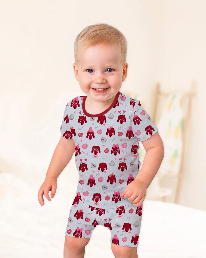 Dachshund Is My Valentine Two Piece Short Sleeve Shorts Pajama Set
