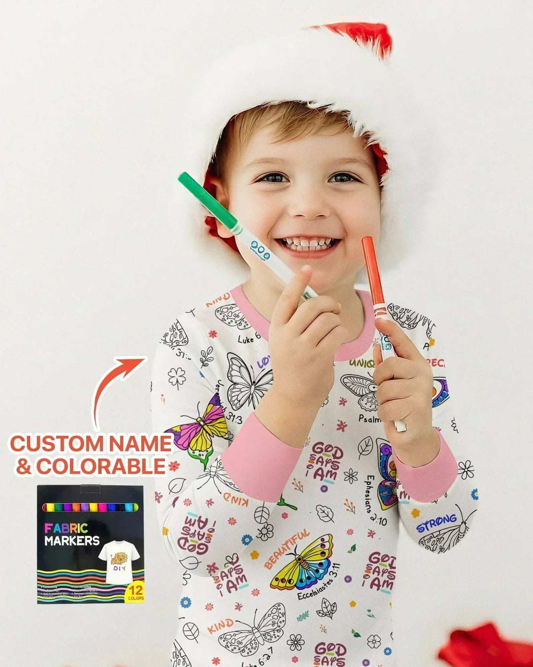 Colorable God Says I Am Butterfly Two Piece Long Sleeve Pajama Set