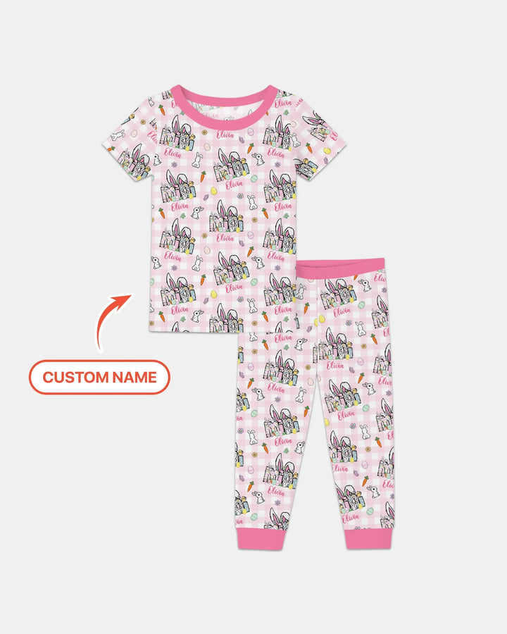 Custom Name Easter Family Matching Two Piece Short Sleeve Pajama Set