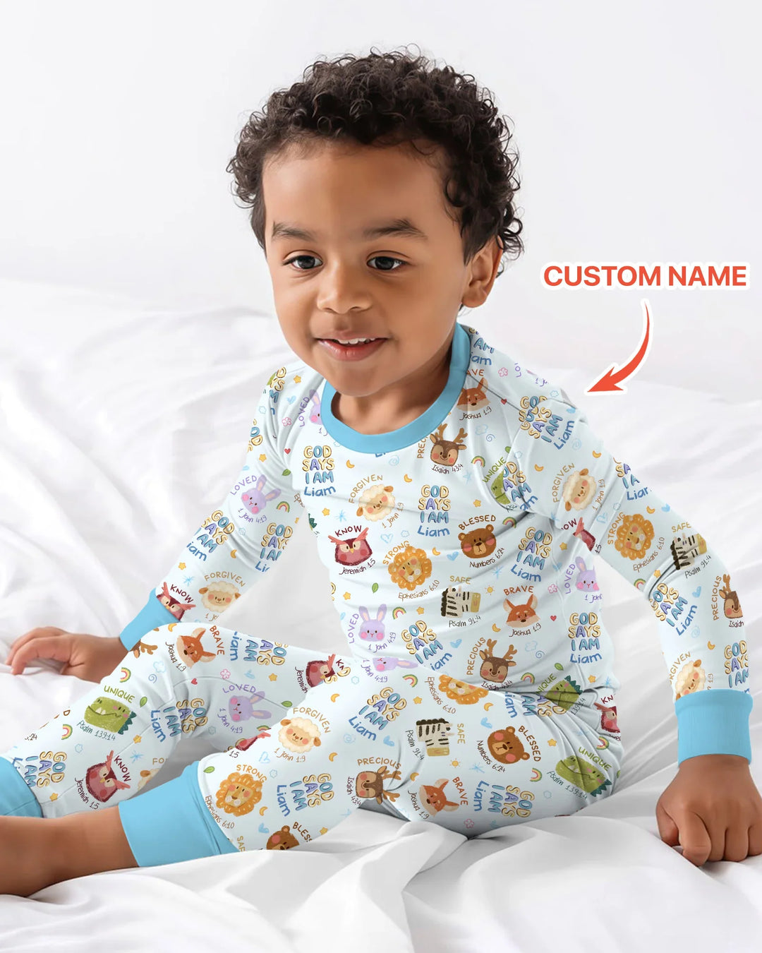 God Says I Am — Little Flock Custom Name Two Piece Long Sleeve Pajama Set