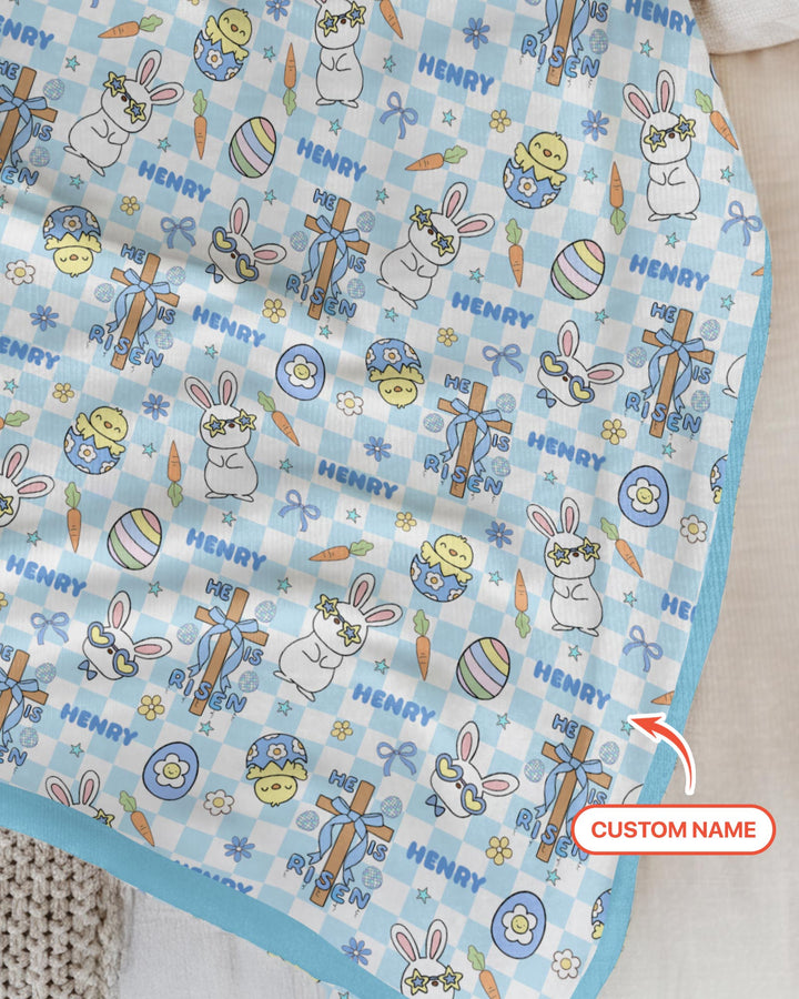 Custom Name Retro Easter Blanket