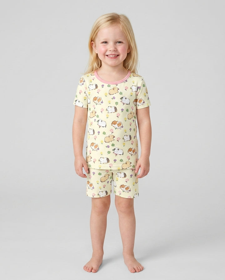 Guinea Pig Garden Bamboo Two Piece Short Sleeve Shorts Pajama Set