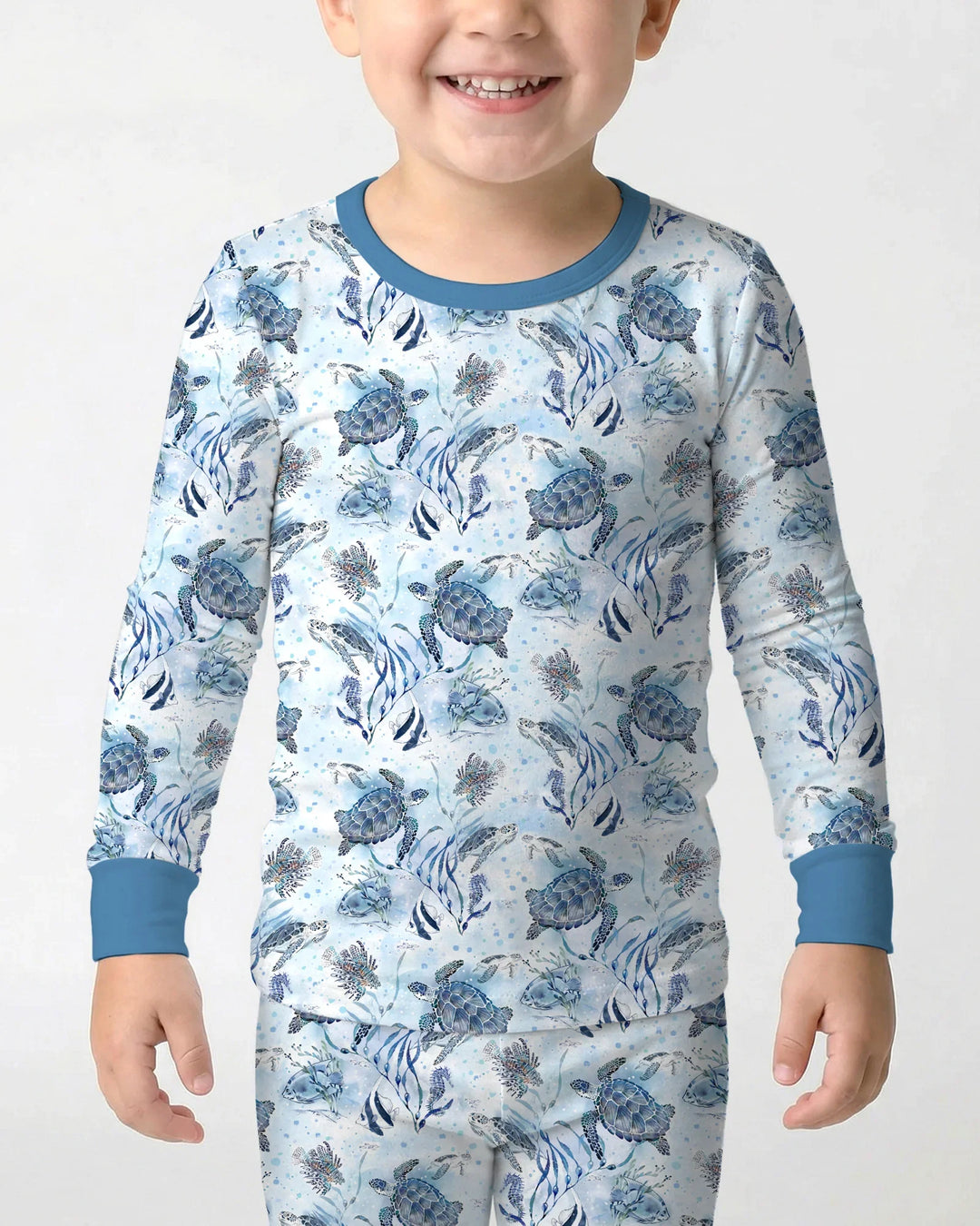 Little Turtles Family Matching Bamboo Two Piece Long Sleeve Pajama Set