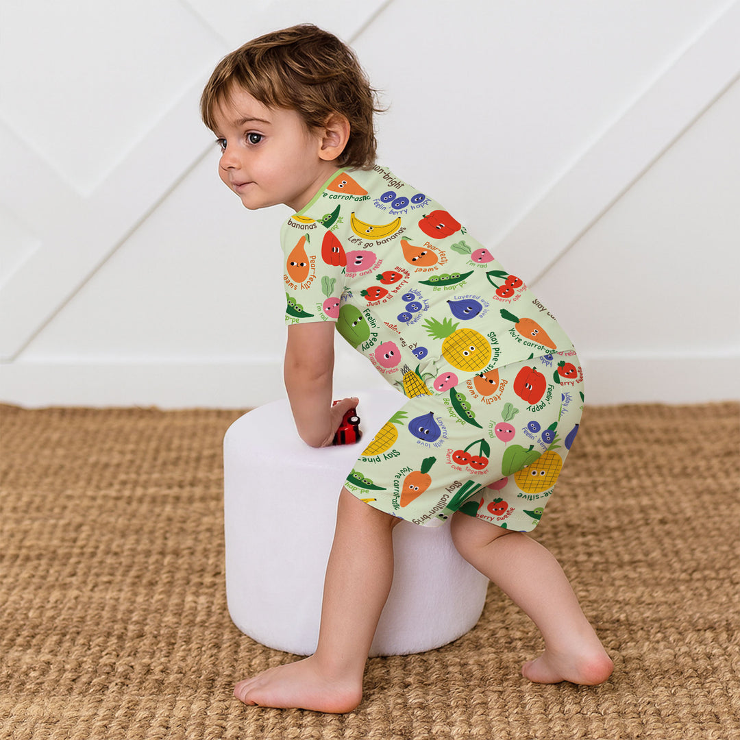 Little Veggie Garden Two Piece Short Sleeve Shorts Pajama Set