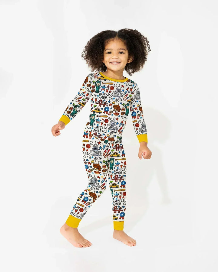 Doodle America 250th Anniversary Family Bamboo Two Piece Long Sleeve Pajama Set