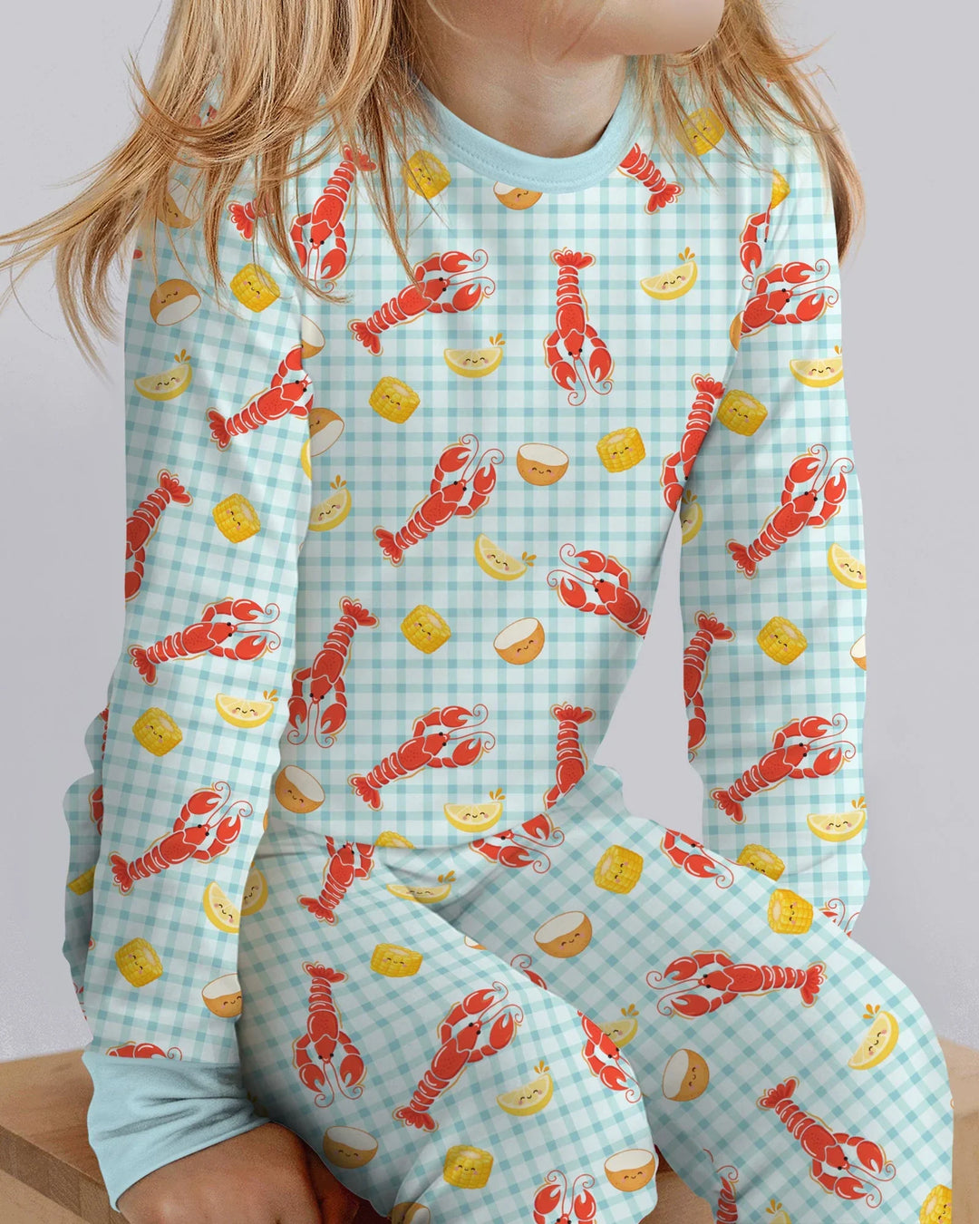 Preppy Crawfish Season Bamboo Two Piece Long Sleeve Pajama Set