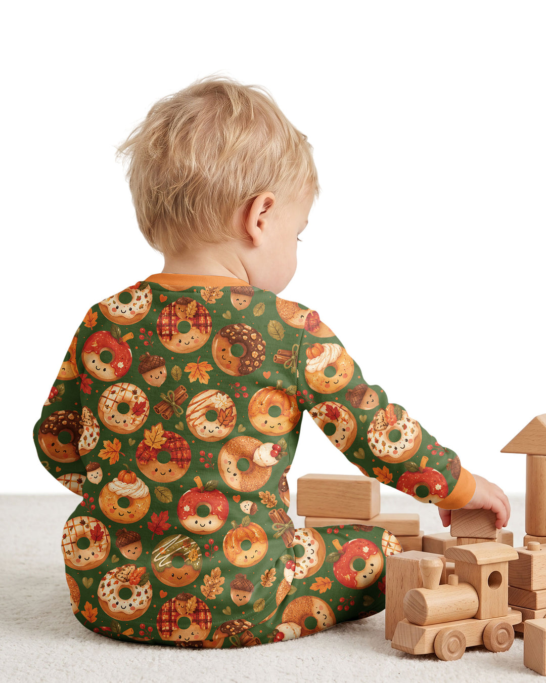 Cute Fall Donut Bamboo Two Piece Long Sleeve Pajama Set