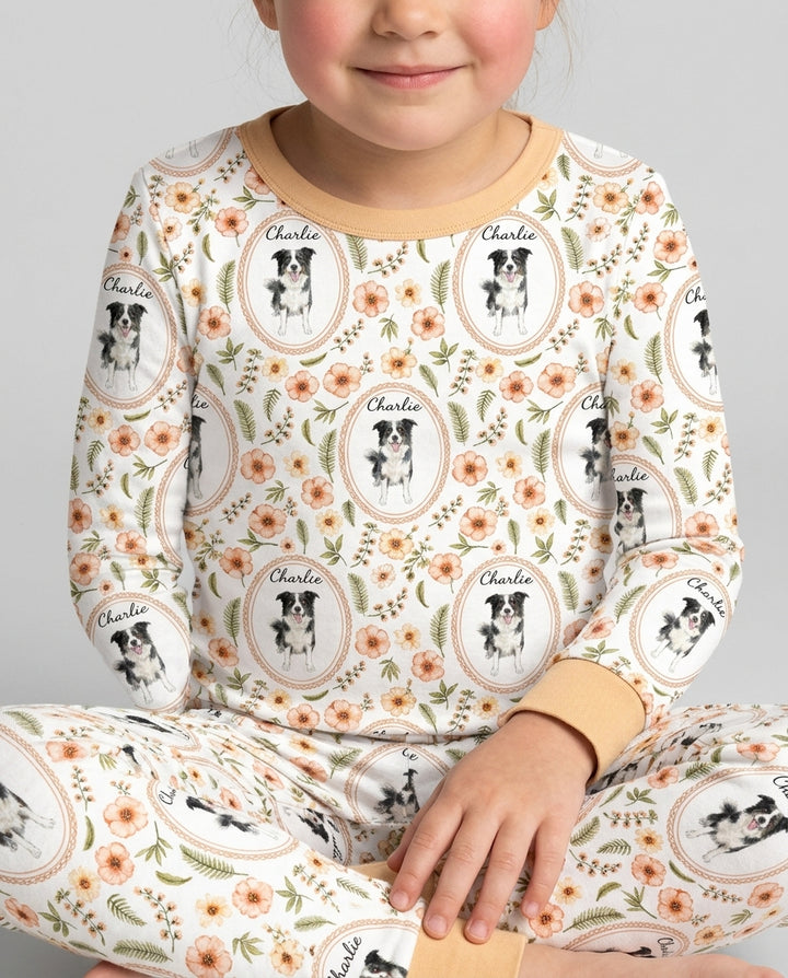 Custom Pet Photo Flower Garden Bamboo Two Piece Long Sleeve Pajama Set