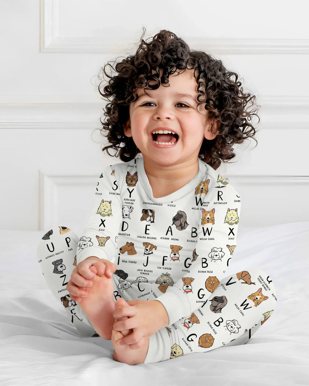 Funny Dogs Alphabet Two Piece Long Sleeve Pajama Set