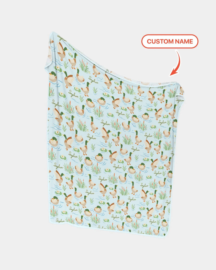 Manta de bambú con pato ánade personalizada