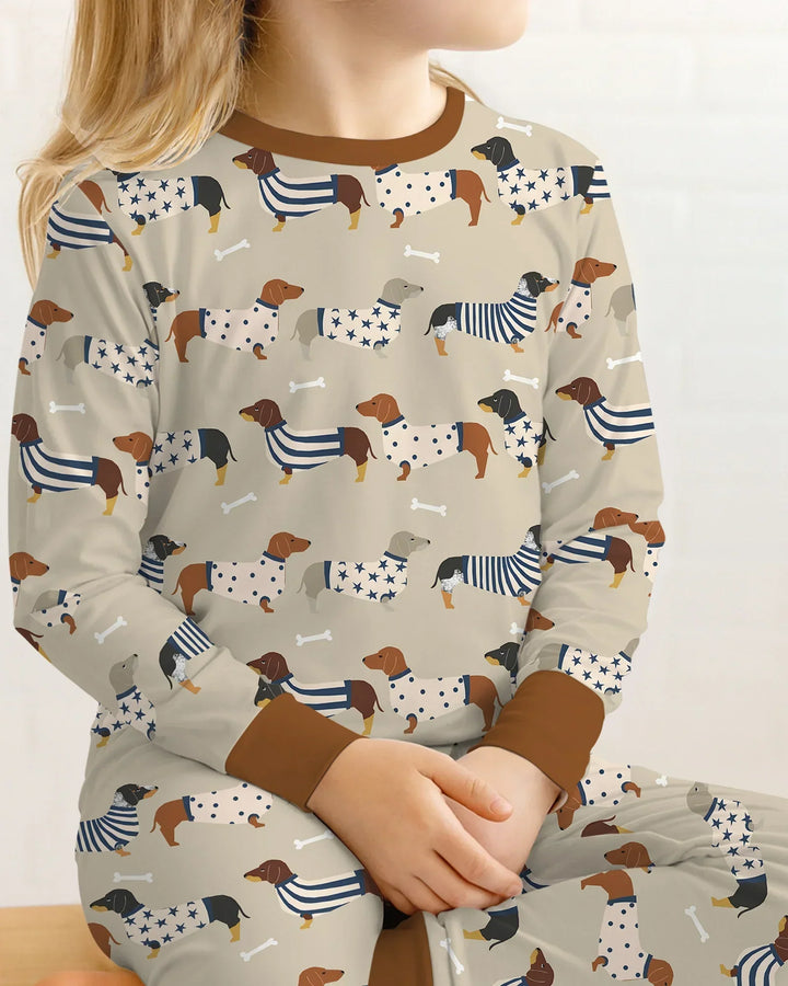 Cute Wieners Two Piece Long Sleeve Pajama Set