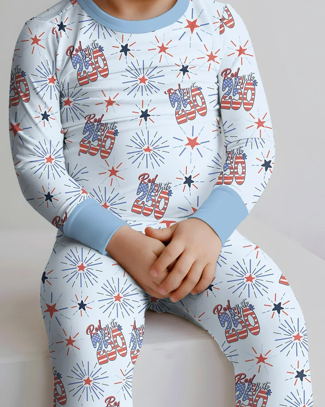 Red White and 250th Anniversary Bamboo Two Piece Long Sleeve Pajama Set