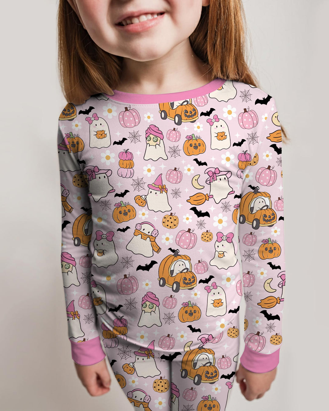 Pink Boo Patch Bamboo Two Piece Long Sleeve Pajama Set