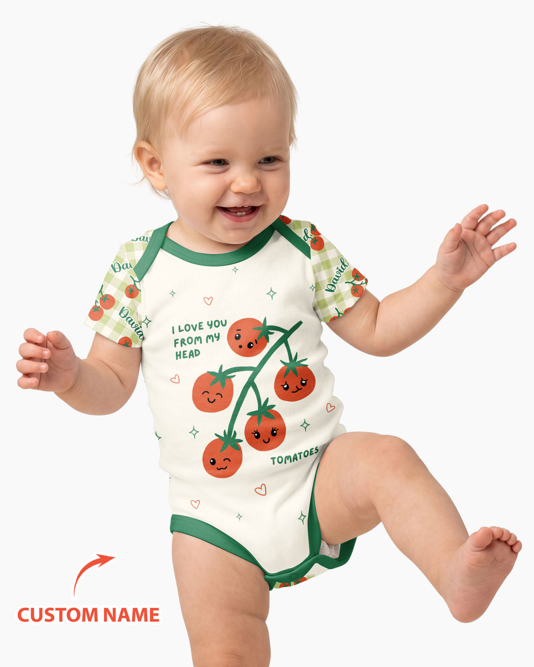 I Love You From My Head Tomatoes Custom Name Bamboo Bodysuit